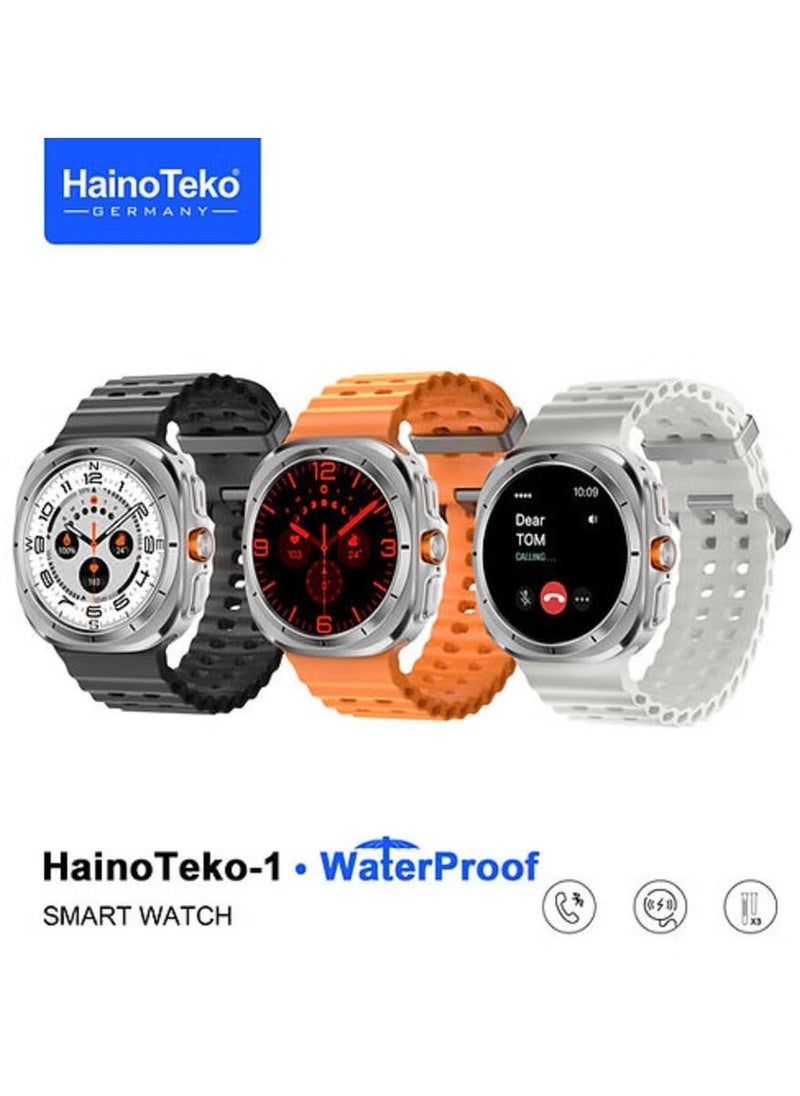 Haino Teko Ultra Waterproof Smartwatch with AMOLED Display | 3 Pairs of Straps, Fitness Tracker, Heart Rate Monitor, Sleep Tracking, Bluetooth Calling, Stylish Design for Men - Image 1