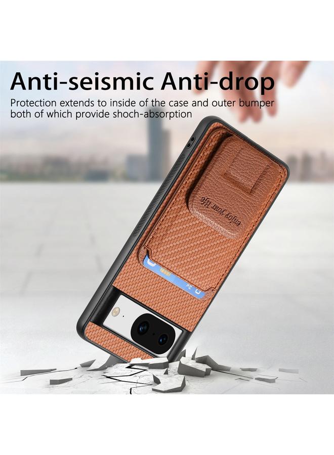 S-TOP Case For Google Pixel 6 Carbon Fiber Card Bag Fold Stand Phone Case - Image 3