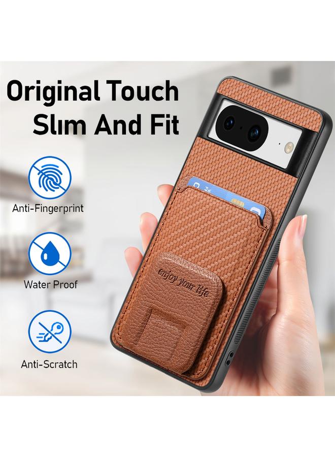 S-TOP Case For Google Pixel 6 Carbon Fiber Card Bag Fold Stand Phone Case - Image 5
