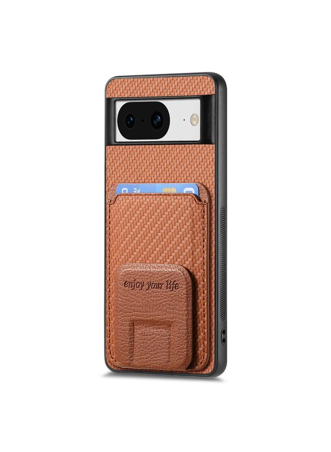S-TOP Case For Google Pixel 6 Carbon Fiber Card Bag Fold Stand Phone Case - Image 2