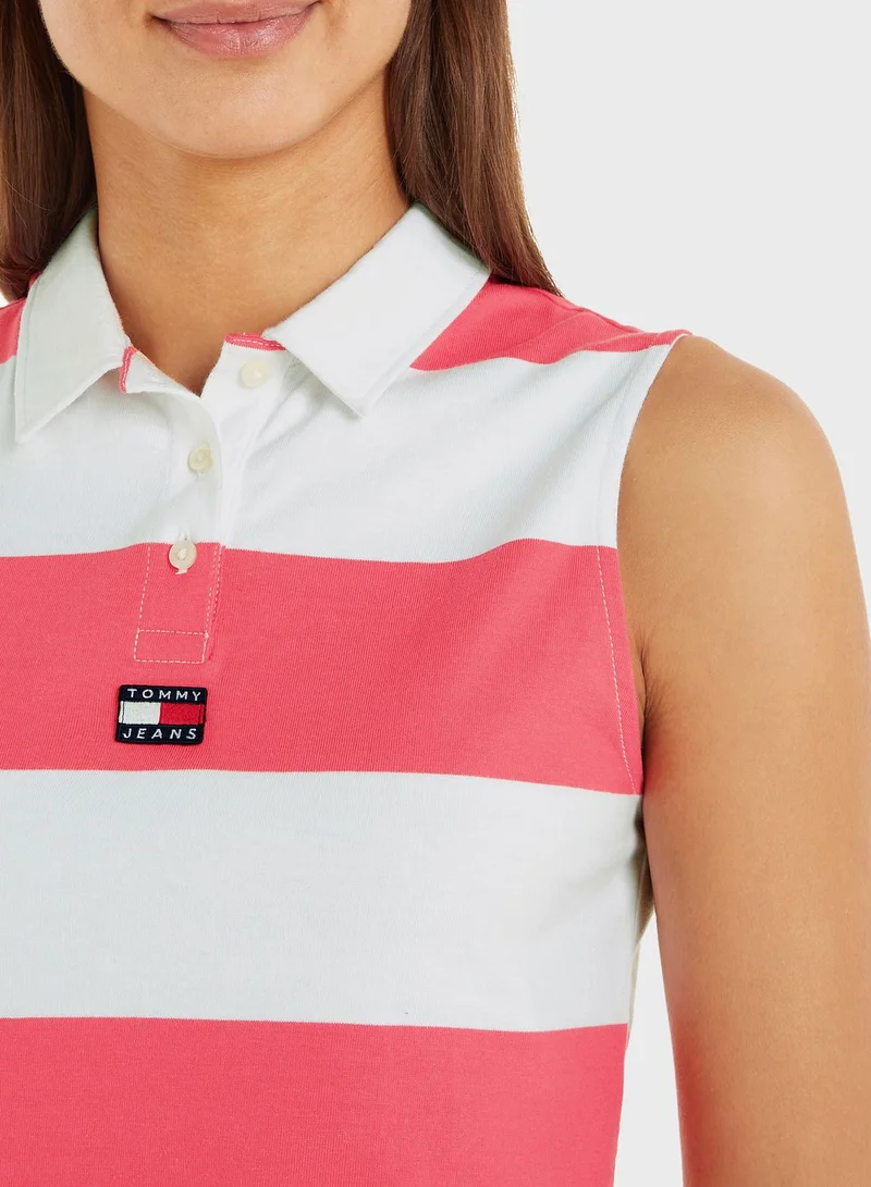 TOMMY JEANS Striped Logo Polo Neck T-Shirts