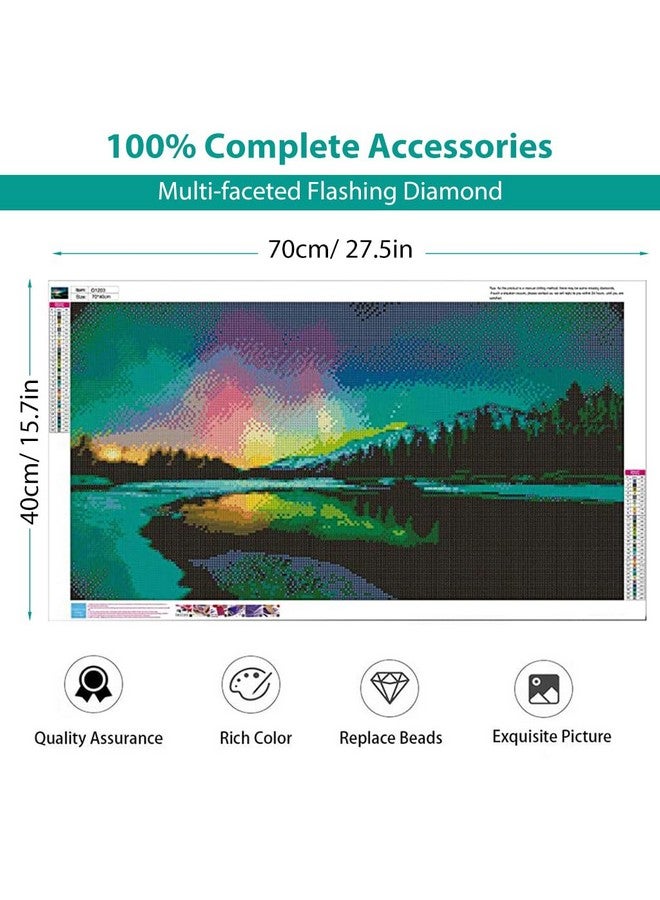 هاسذيب طقم رسم ماسي خماسي الأبعاد من HASTHIP®، طقم رسم ماسي كبير الحجم 27.5 × 15.7 بوصة من بحيرة أورورا للبالغين، فنون وحرف يدوية من أحجار الراين الكريستالية المثقوبة بالكامل، لوحة ماسية فنية لتزيين الحائط في المنزل - Image 4