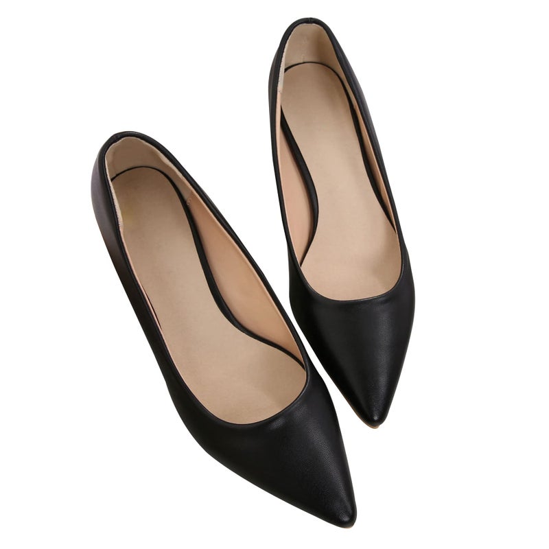 Dear Time Women's Low Kitten Heels Dress Pumps Pointed Toe Comfortable Slip On Office Work Party Bridal Wedding Shoes 2 Inch Black US 8.5 - Image 4