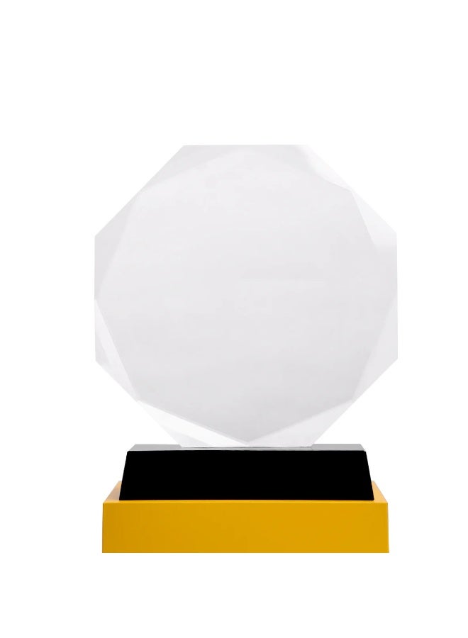 Premium Faceted Crystal Award Plaque with Black Base  Elegant Clear Crystal Recognition Trophy - Image 1