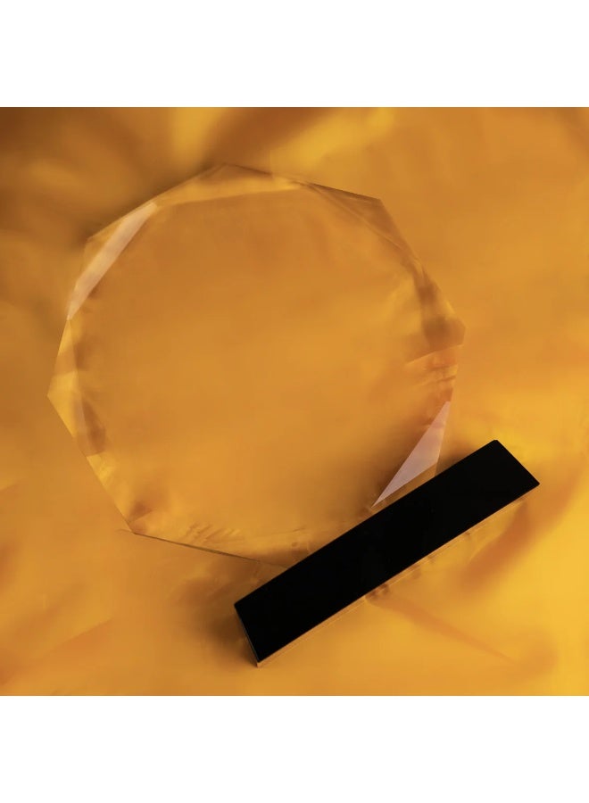 Premium Faceted Crystal Award Plaque with Black Base  Elegant Clear Crystal Recognition Trophy - Image 2