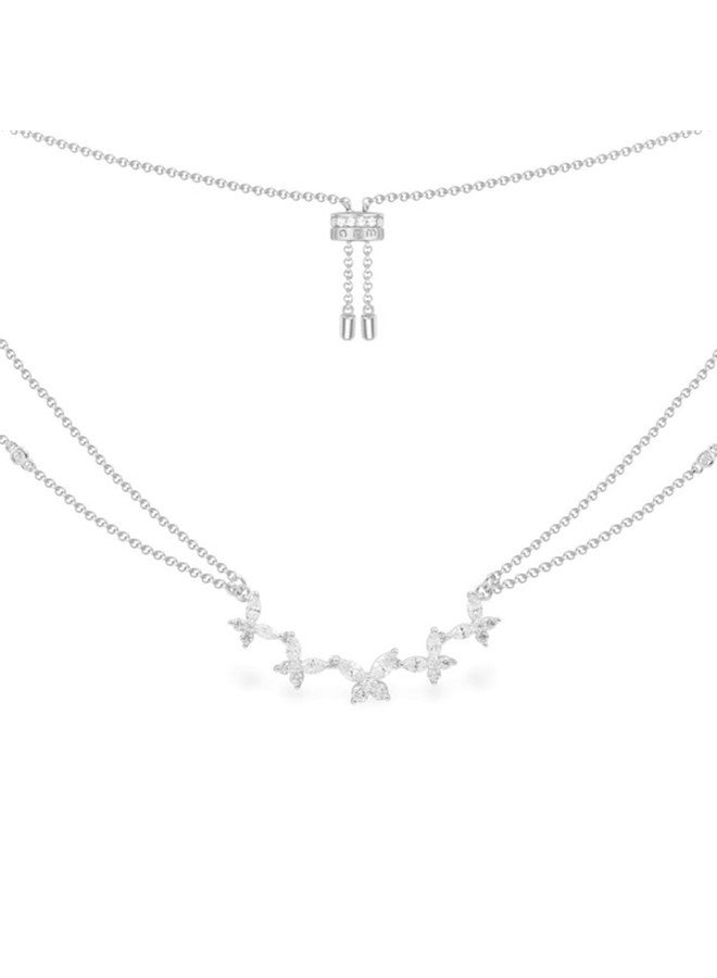 MONACO APM Butterfly Double Chain Adjustable Necklace - SilverWhite  - Image 1