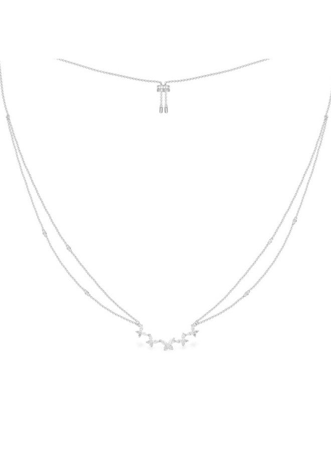 MONACO APM Butterfly Double Chain Adjustable Necklace - SilverWhite  - Image 2