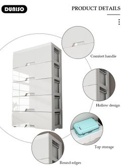 DUNISO 5-layers Drawer Storage Cabinet,Toy Storage Box, Plastic Floor Storage Cabinet Drawer Storage Organizer for Clothes,Toys, Dust-proof Storage Containers Shelf Box for Living Room,Bathroom,Ktchen,Bedroom  - Image 2