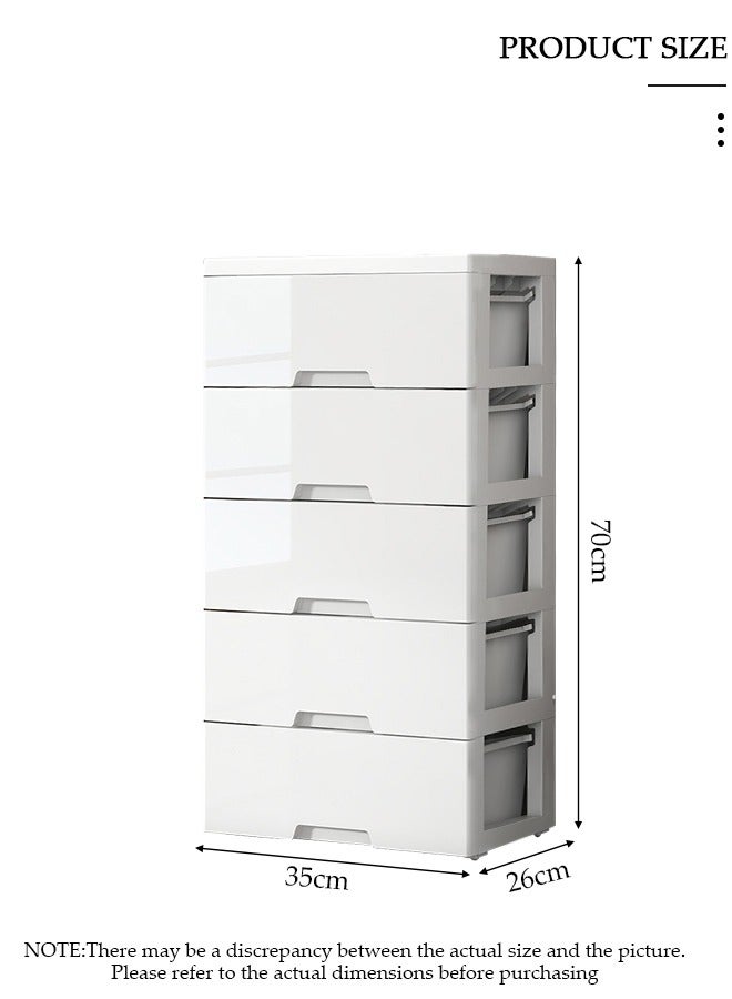 DUNISO 5-layers Drawer Storage Cabinet,Toy Storage Box, Plastic Floor Storage Cabinet Drawer Storage Organizer for Clothes,Toys, Dust-proof Storage Containers Shelf Box for Living Room,Bathroom,Ktchen,Bedroom - Image 2