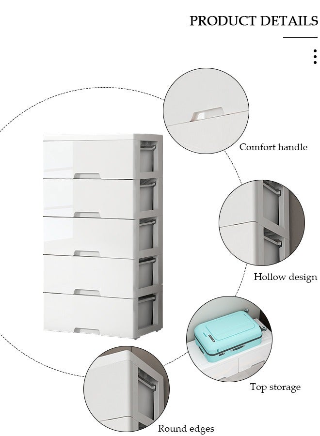 DUNISO 5-layers Drawer Storage Cabinet,Toy Storage Box, Plastic Floor Storage Cabinet Drawer Storage Organizer for Clothes,Toys, Dust-proof Storage Containers Shelf Box for Living Room,Bathroom,Ktchen,Bedroom - Image 3