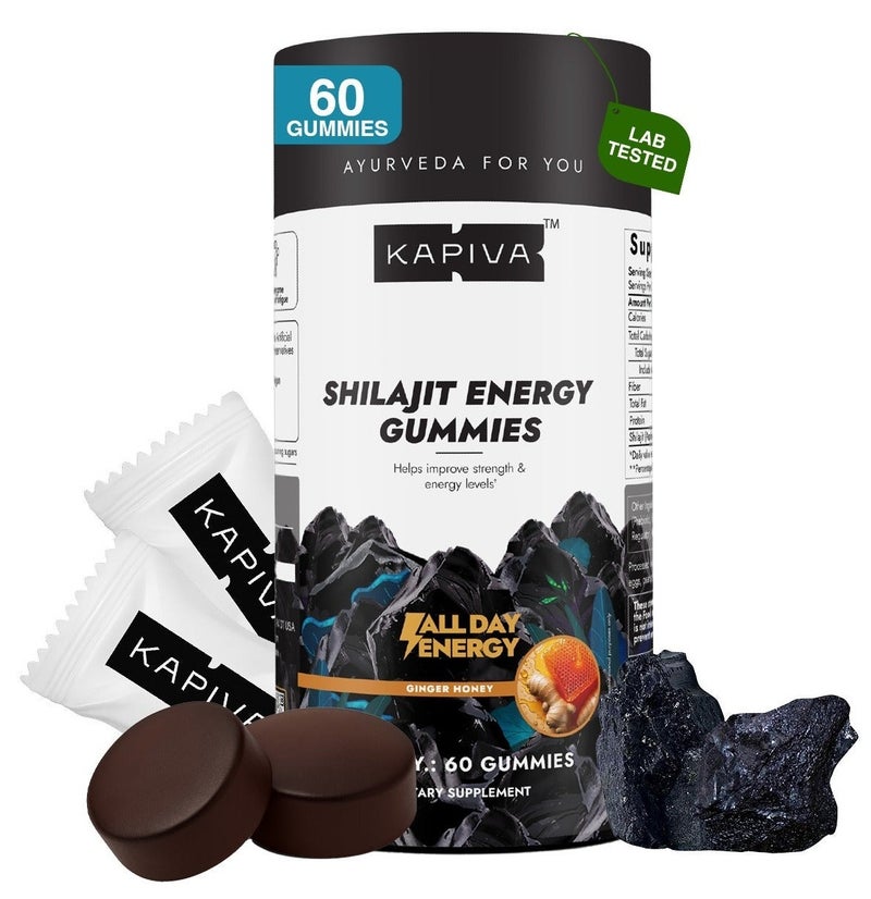 Kapiva Himalayan Shilajit/Shilajeet Gummies (60 Count) | Ginger Honey Flavour | 225mg Shilajit/Gummy | NABL-Certified Shilajit Gummy | Boosts Energy Levels, Endurance & Stamina - Image 1