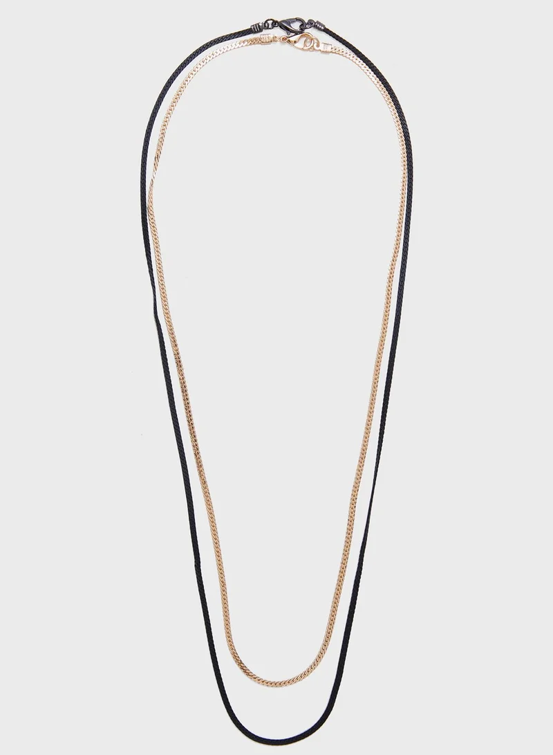 TOPMAN Fine Double Chain Necklace