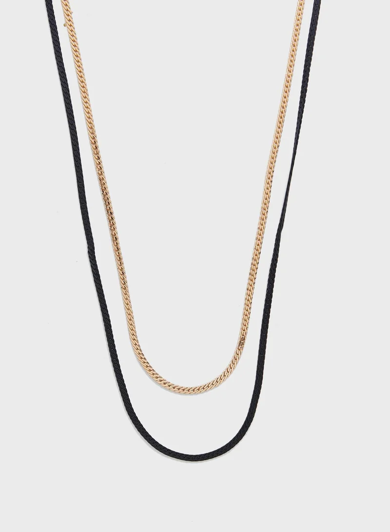TOPMAN Fine Double Chain Necklace