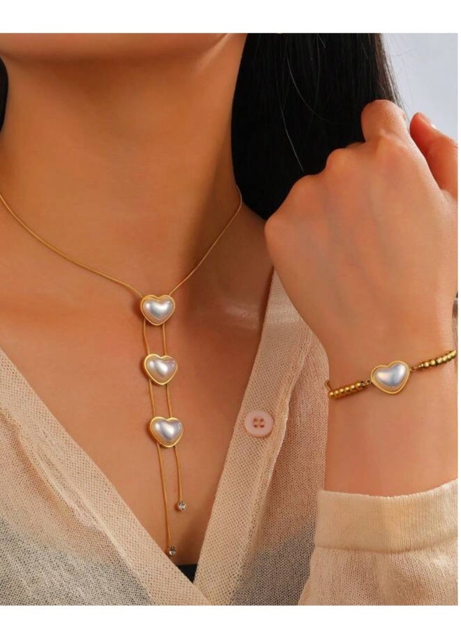 Trendy Stainless Steel Gold Plated Jewellery Set For Women - Image 1