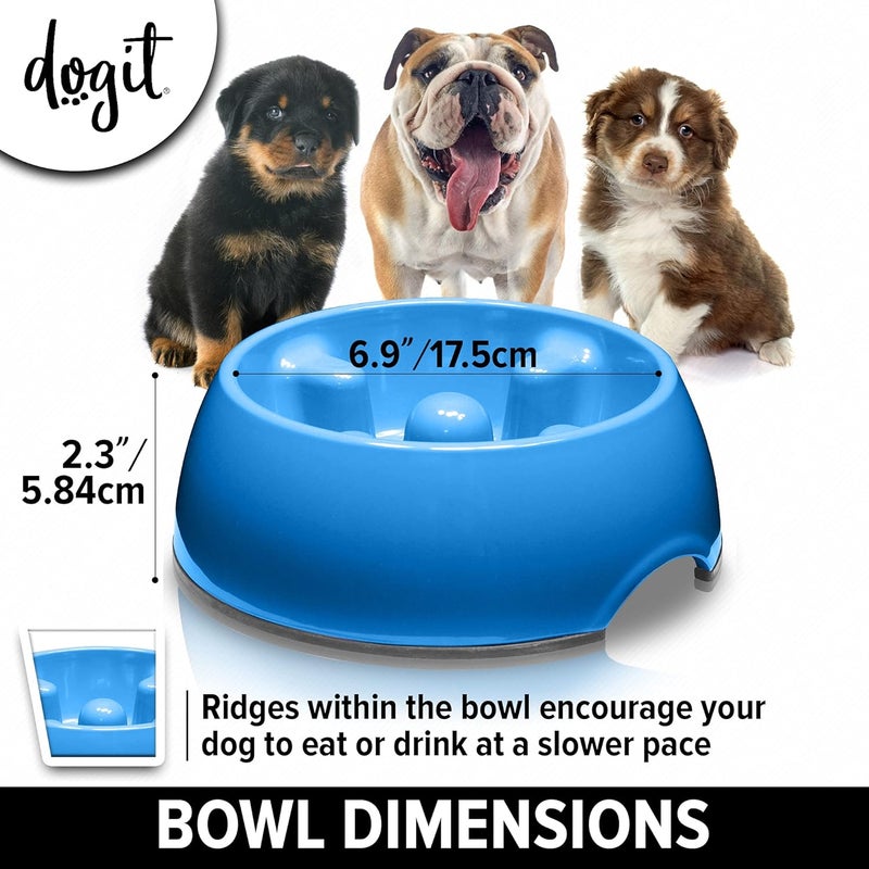 Dogit Go-Slow Anti-Gulp Dog Bowl, Small, 300 ml, Blue - Image 4