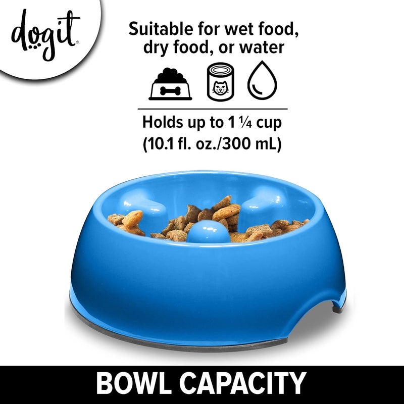 Dogit Go-Slow Anti-Gulp Dog Bowl, Small, 300 ml, Blue - Image 3