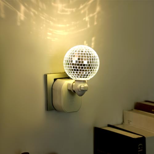 Rossesay Disco Ball Night Light Plug into Wall, LED Plug in Mirror Ball Lamp, Compact Silver Mirror Nightlight for Bedroom Bathroom Dorm Hallway Party Decor Gifts - Image 4