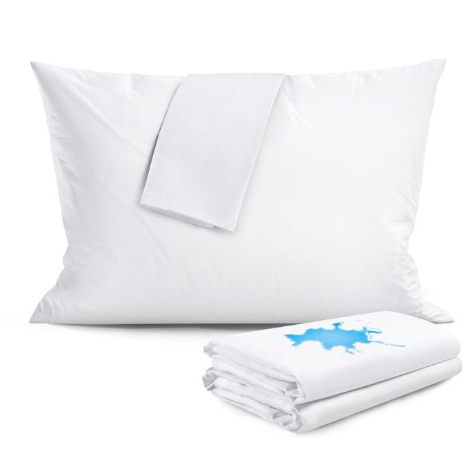 PILLOW PROTECTOR WITH ZIPPER STANDARD SIZE PILLOW COVERS 100 WATERPROOF PILLOWCASES PREMIUM COTTON SALIVA LIQUIDS AND STAINS PROOF QUIET BREATHABLE 20 X 26 INCH WHITE 4 PACK