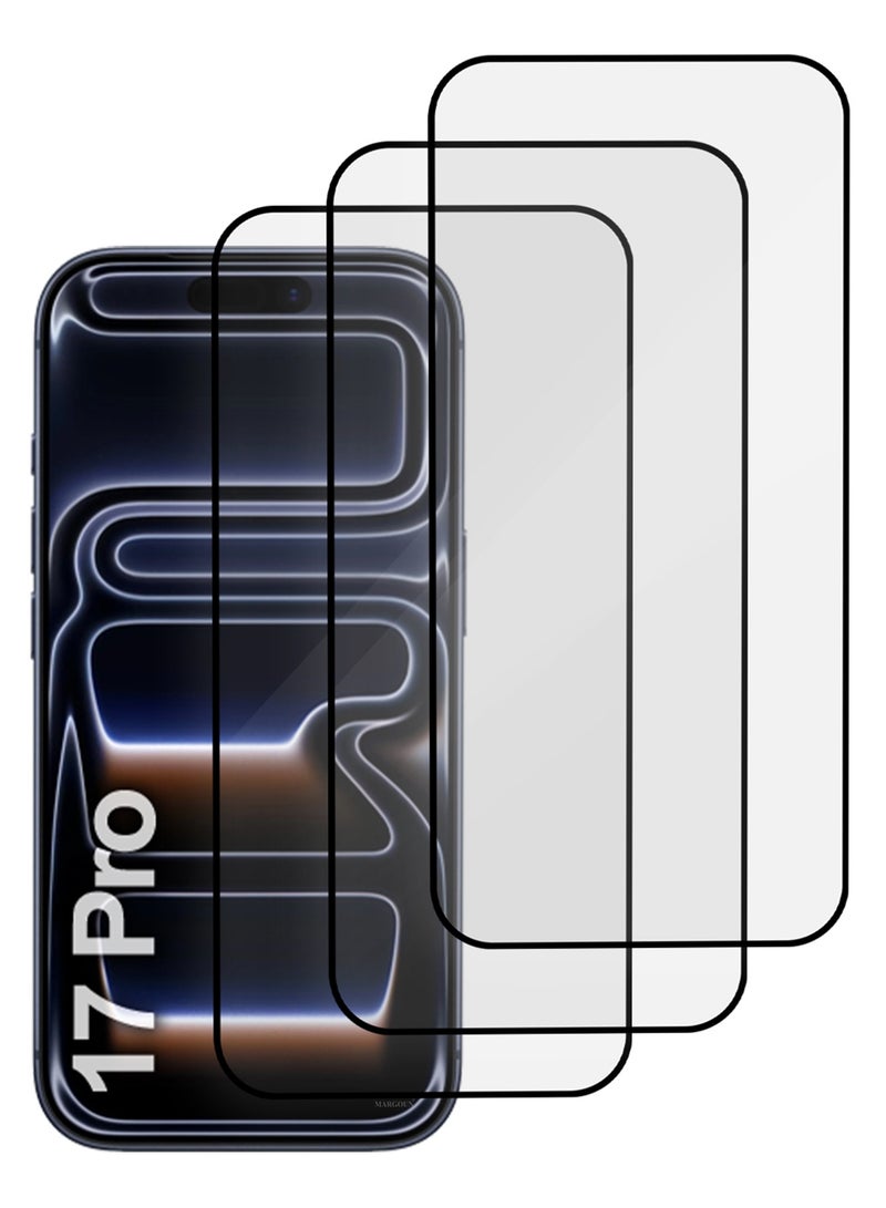 CATANES 3 Packs Screen Protector for iPhone 17 Pro - 3D Full Coverage 9H Tempered Glass Bubble-Free Installation High Protection Scratch Resistant - Image 4