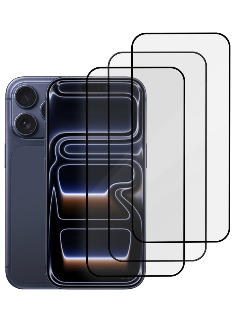 CATANES 3 Packs Screen Protector for iPhone 17 Pro - 3D Full Coverage 9H Tempered Glass Bubble-Free Installation High Protection Scratch Resistant - Image 2