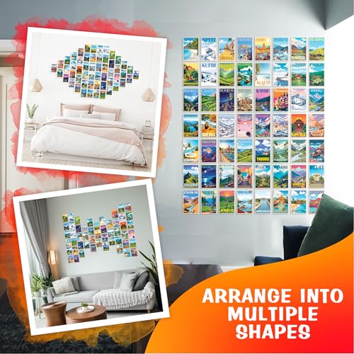 CodersParadise Vintage India Travel Wall Collage Kit | 54 PCS Premium 4×6" Cardstock Photo Posters | Aesthetic Retro Room Décor for Home, Bedroom & Dorm | Travel-Themed Wall Art + Glue Dots Included - Image 2
