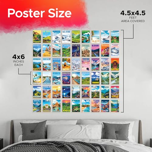 CodersParadise Vintage India Travel Wall Collage Kit | 54 PCS Premium 4×6" Cardstock Photo Posters | Aesthetic Retro Room Décor for Home, Bedroom & Dorm | Travel-Themed Wall Art + Glue Dots Included - Image 3