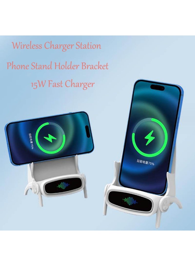 Arabest Portable Mini Chair Wireless Charger Supply for All Phones，Mini Chair Wireless Charger, 2025 New Mini Chair Wireless Fast Charger Multifunctional Phone Holder, 3 in 1 Wireless Charger Station Phone Stand 15W Fast Charger (green) - Image 2