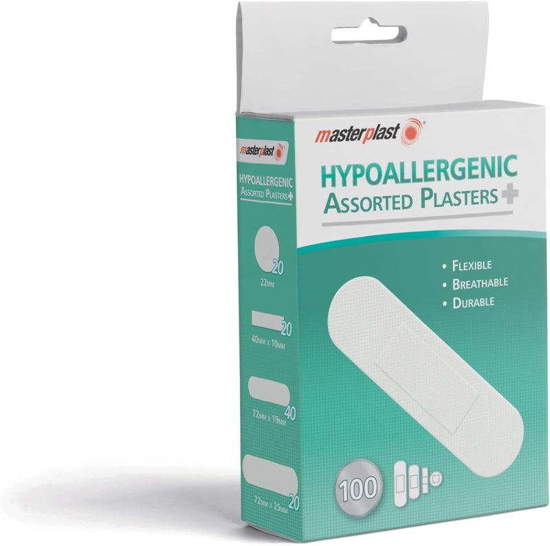 Masterplast Hypoallergenic Plasters Flexible Durable White 100 Counts