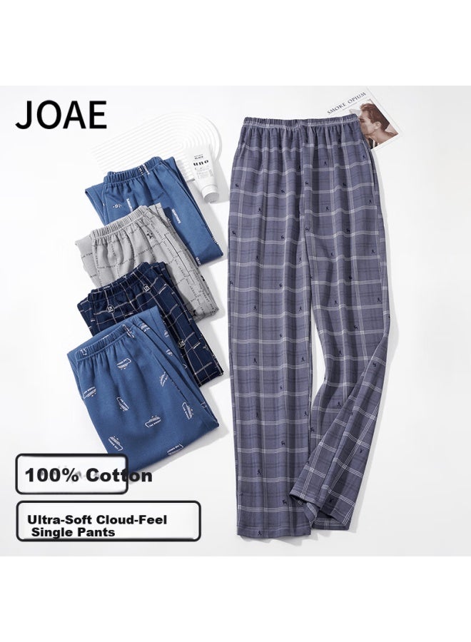 Joae 100% Cotton Men's Sleep Pants Autumn Winter Thin Long Loose Casual Home Pants