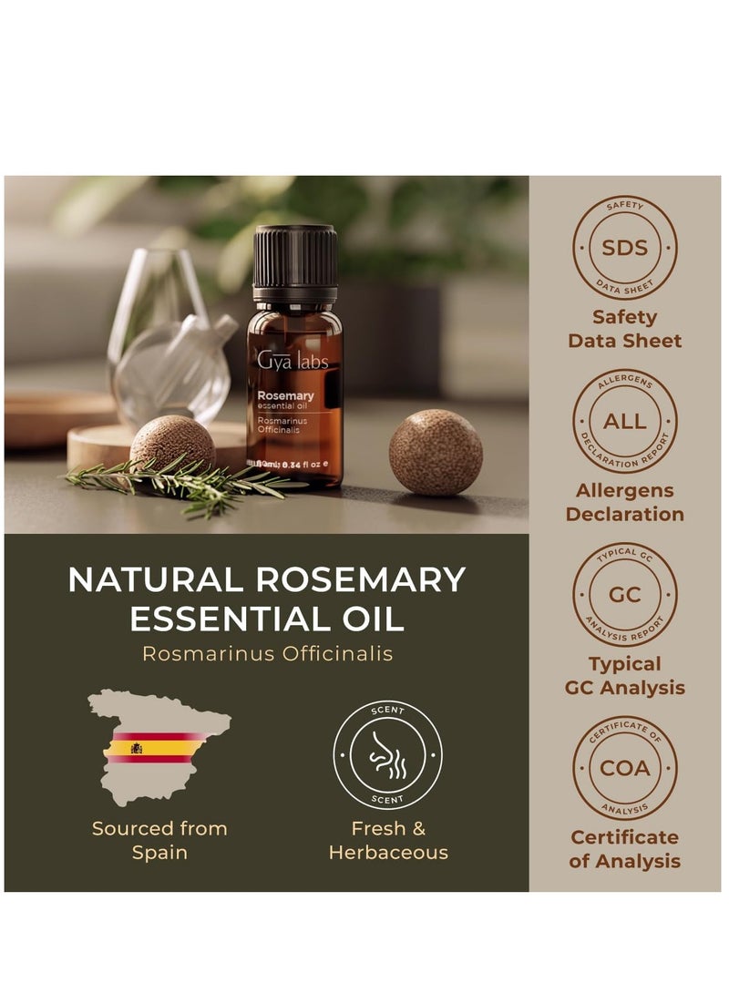 جيا لابس زيت إكليل الجبل للشعر وفروة الرأس من Gya Labs - زيوت إكليل الجبل العطرية الطبيعية 100% للشعر والبشرة وزيت إكليل الجبل العطري للموزع - زيوت عطرية نقية 100% (0.34 أونصة سائلة) - Image 5