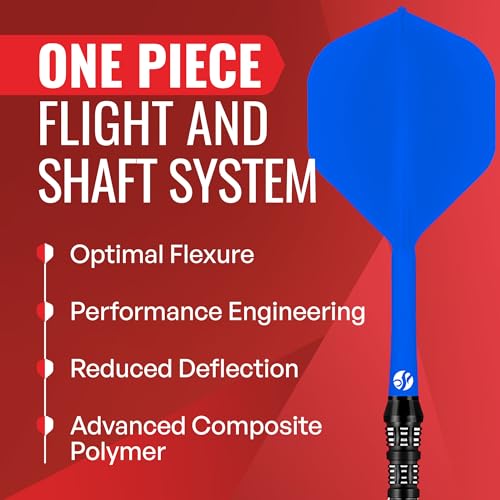 Shot! - Integrated Dart Flight & Shaft System | Reduced Deflections | 350 Micron Standard Shape | Carbon Reinforced | Dynamic Rotation | Polyester, Blue, Short - Image 2
