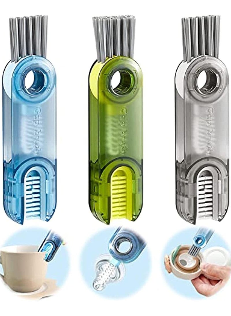 3pcs 3-in-1 Multifunctional Cleaning Brush for cleaning cup lids, crevices, bottles - Image 1
