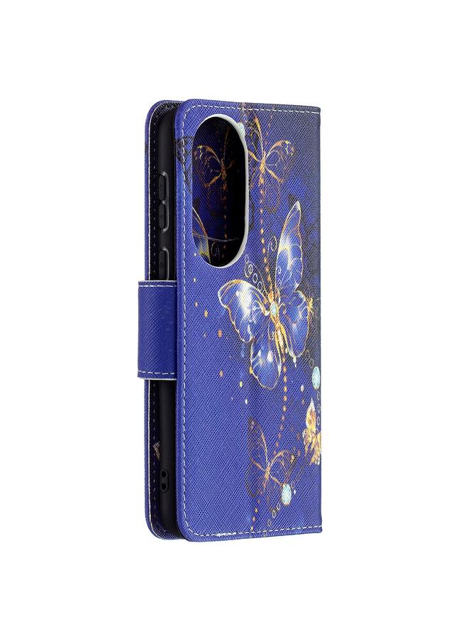 زبون جراب لهاتف Huawei P50 بنمط رسم ملون، جراب جلدي قابل للطي أفقيًا مع حامل وفتحات للبطاقات ومحفظة - Image 3