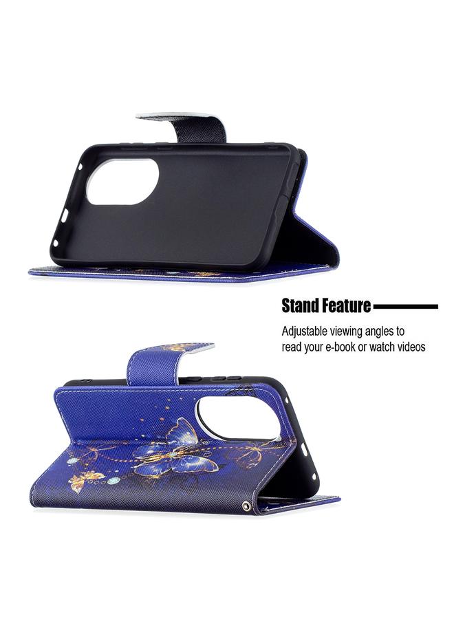 زبون جراب لهاتف Huawei P50 بنمط رسم ملون، جراب جلدي قابل للطي أفقيًا مع حامل وفتحات للبطاقات ومحفظة - Image 4