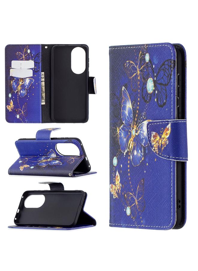 زبون جراب لهاتف Huawei P50 بنمط رسم ملون، جراب جلدي قابل للطي أفقيًا مع حامل وفتحات للبطاقات ومحفظة - Image 1