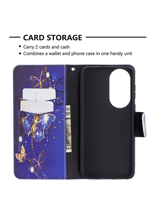 زبون جراب لهاتف Huawei P50 بنمط رسم ملون، جراب جلدي قابل للطي أفقيًا مع حامل وفتحات للبطاقات ومحفظة - Image 5