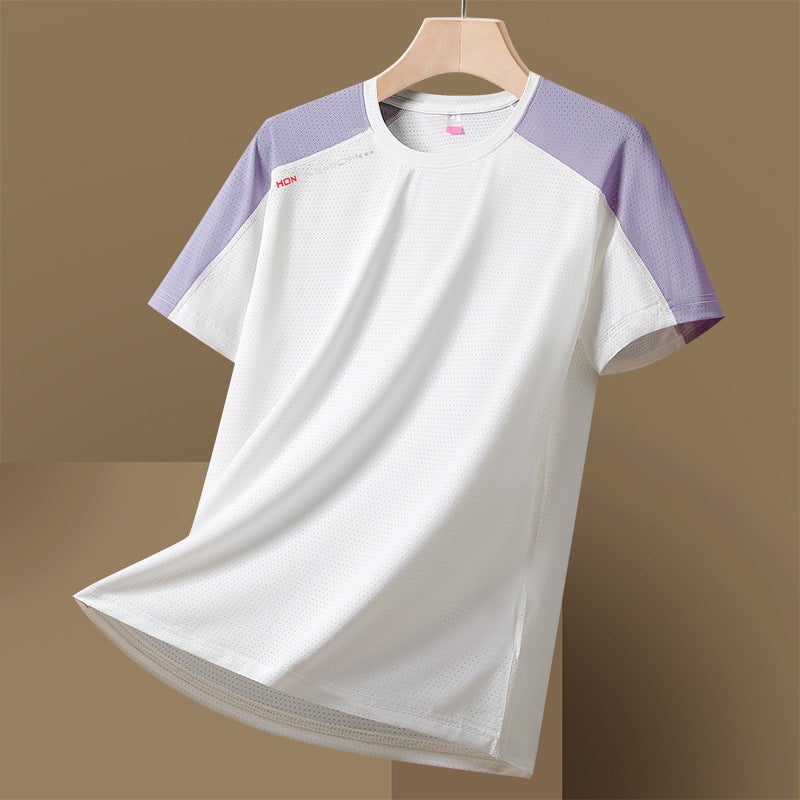 New summer couple Ice Silk quick-drying T-shirt plus size round neck casual T-shirt young and middle-aged couple short-sleeved T-shirt - Image 1