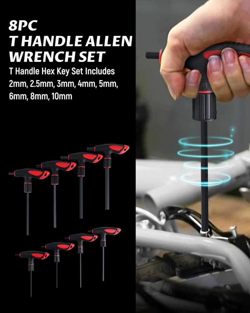 Lichamp T Handle Allen Wrench Set Metric, 8 Piece Heavy Duty Standard Long Tee Handle Allen Hex Key Set, 2-10mm - Image 2