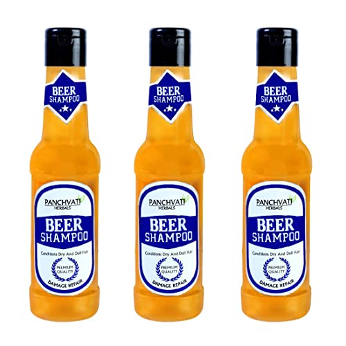 Panchvati Herbals Beer Shampoo for Dry and Dull Hair, Help for Repairs Damaged Hair. Pack of 3, Each 180 ml - Image 1