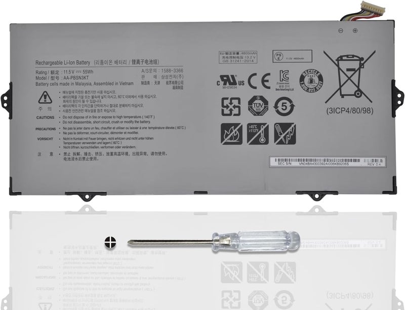 AA-PBSN3KT Laptop Battery for Samsung Notebook 7 NP730XBE NP730XBE-K01 NP730XBE-K02US NP730XBE-K04US NP930MBE NP930MBE-K01HK NP930MBE-K01US NP930MBE-K02HK NT930MBE BA43-00392A 11.5V/55Wh/4800mAh - Image 1