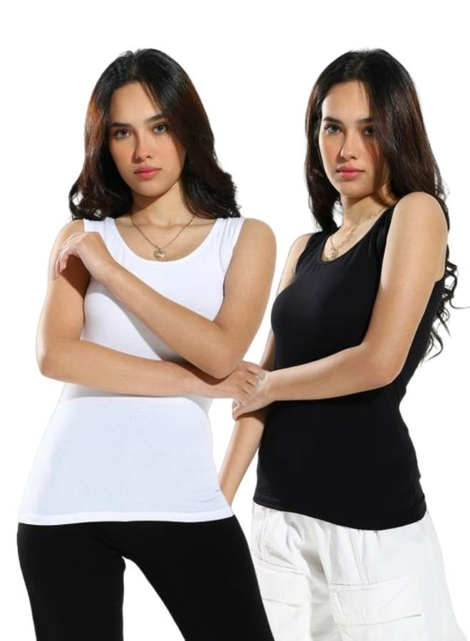 COTTONIL Pack of 2 Women's Sleeveless Tank Top Cotton Body Top  - Image 1
