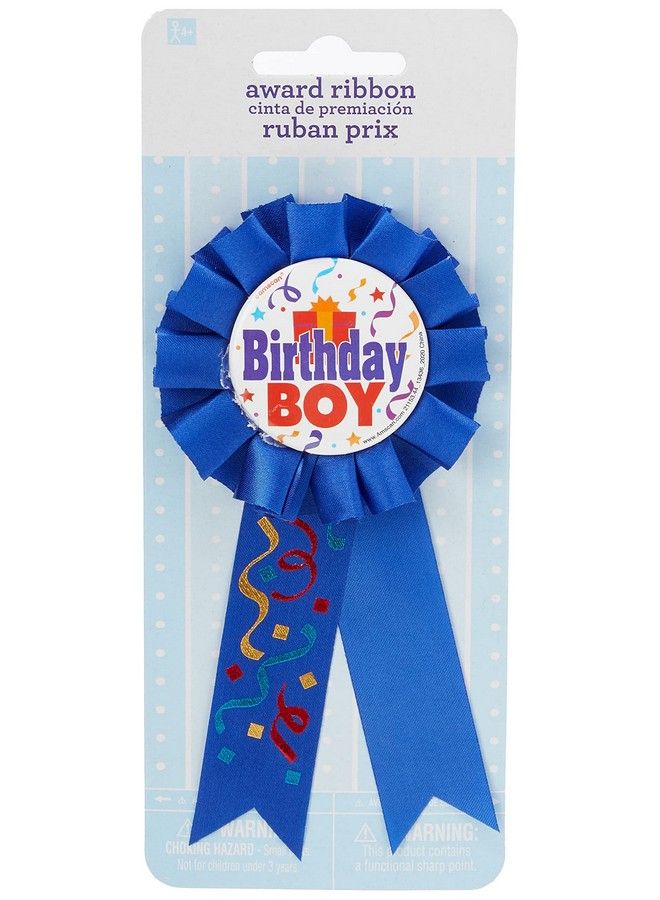 Amscan Birthday Boy Award Ribbon 1 Pc, Blue 5 1/2" - Image 1