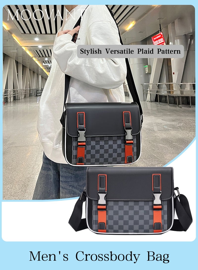Moovant Stylish Shoulder Bag for Men Plaid Crossbody Bag - Durable, Commuter & Travel Messenger Bag with Premium Quality and Convenient Buckle Design  - Image 1