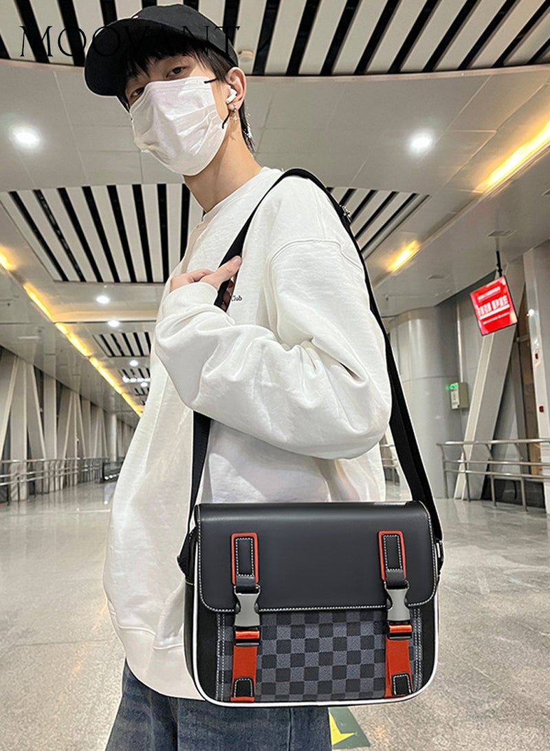 Moovant Stylish Shoulder Bag for Men Plaid Crossbody Bag - Durable, Commuter & Travel Messenger Bag with Premium Quality and Convenient Buckle Design  - Image 4