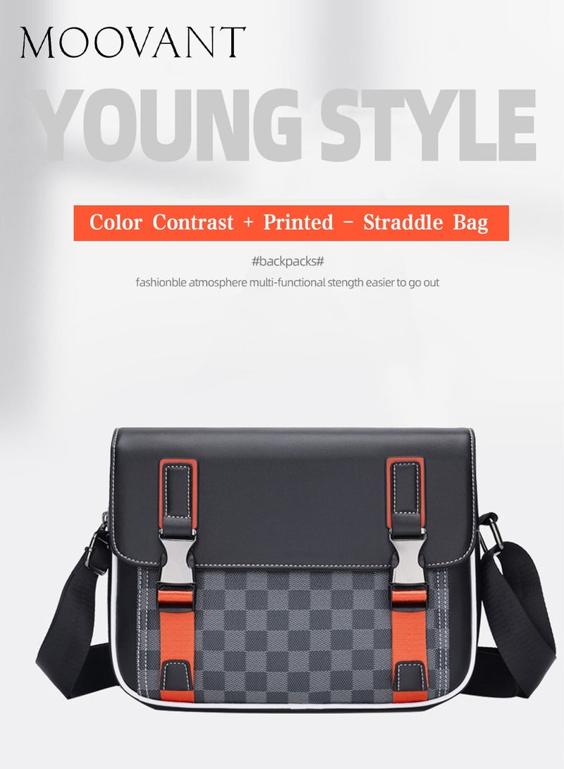 Moovant Stylish Shoulder Bag for Men Plaid Crossbody Bag - Durable, Commuter & Travel Messenger Bag with Premium Quality and Convenient Buckle Design  - Image 2