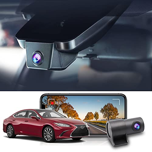 FITCAMX كاميرا داش فيت كام إكس أمامية 2160P + خلفية 1080P تناسب لكزس ES 2019-2025 ES350 ES300h ES250 F Sport، تصميم OEM، فيديو مزدوج عالي الدقة، واي فاي مدمج وتطبيق، تسجيل متكرر، مستشعر G، سهل الاستخدام، بطاقة 128GB - Image 1