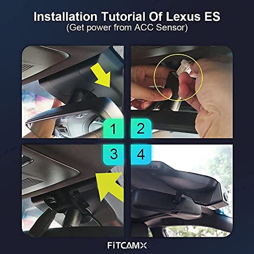 FITCAMX كاميرا داش فيت كام إكس أمامية 2160P + خلفية 1080P تناسب لكزس ES 2019-2025 ES350 ES300h ES250 F Sport، تصميم OEM، فيديو مزدوج عالي الدقة، واي فاي مدمج وتطبيق، تسجيل متكرر، مستشعر G، سهل الاستخدام، بطاقة 128GB - Image 5
