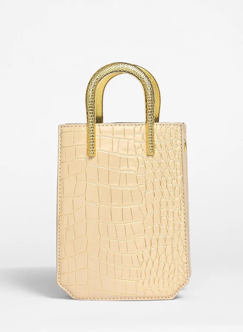 Haute Sauce Women's Serpant Hand Bag - Beige