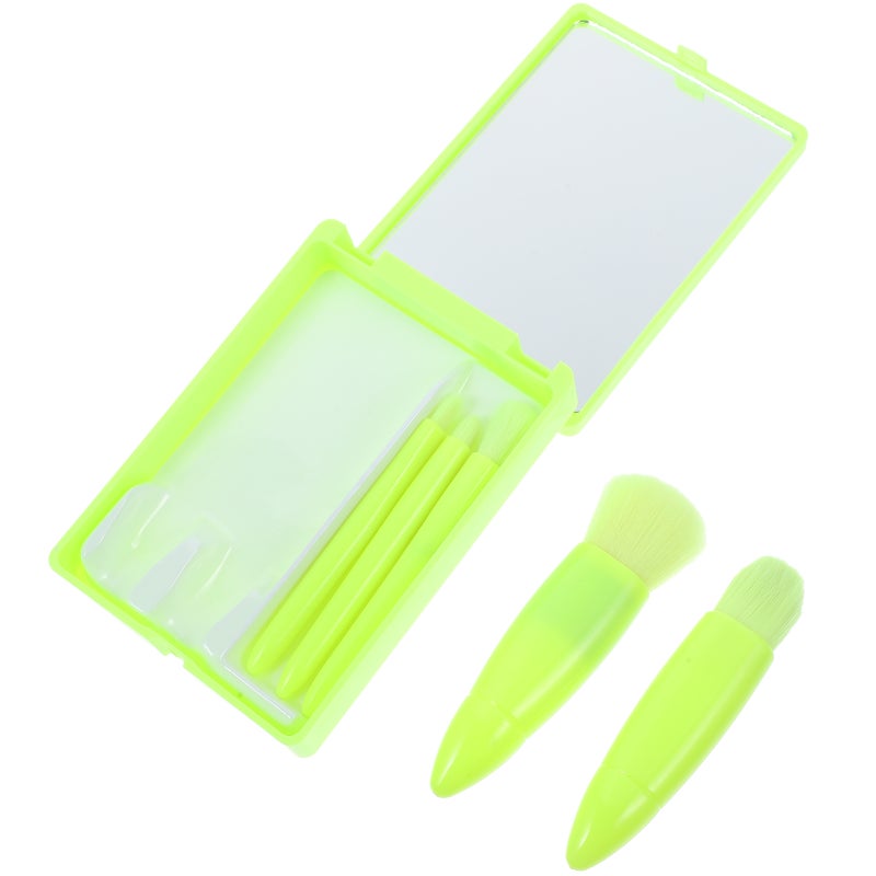 1 Set Portable Makeup Brush Small Cosmetic Brush Women Makeup Brush with Case and Mirror - Image 1