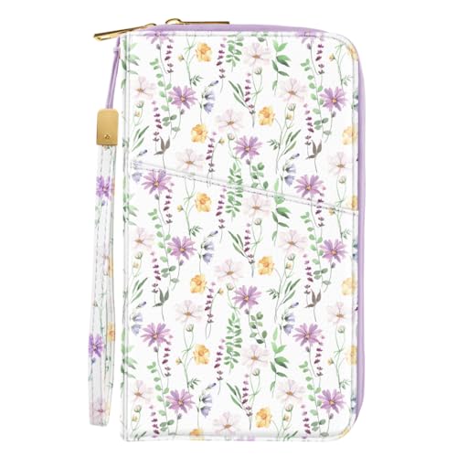 Simikol Family Passport Holder Wallet RFID Blocking Document Organizer PU Leather Mulit-purpose Travel Wallet Credit Cards Case for Women Men, White Daisy - Image 1